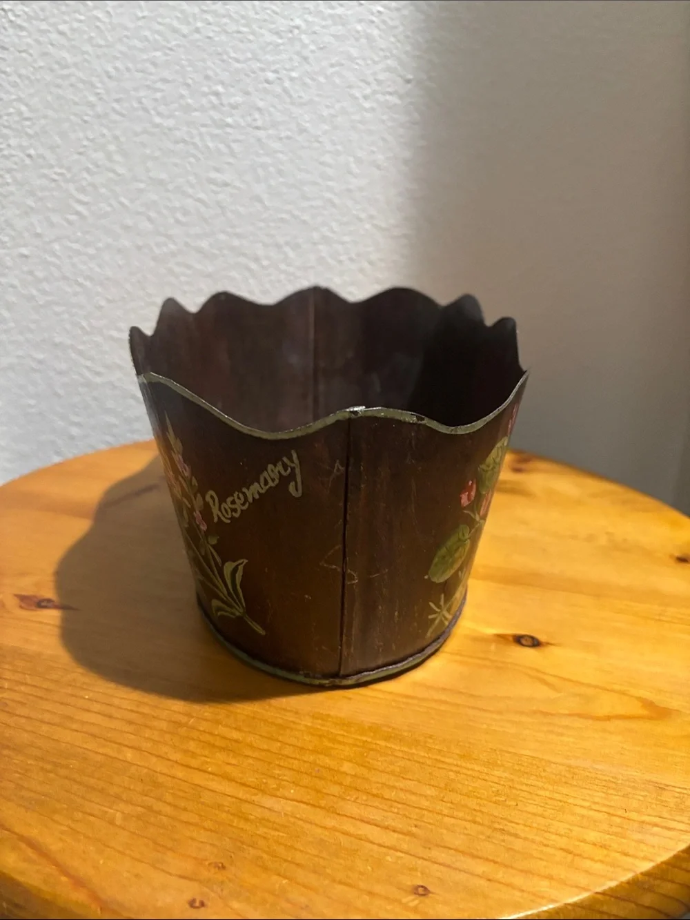 Hand-Painted Brown Decorative Herb Planter